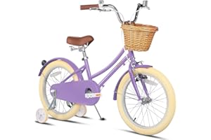 Glerc Little Molly 12-20 Inch Kids Retro Girls Bike for 2-13 Year Old with Wicker Basket & Stabilisers/Kickstand, Multiple Colors