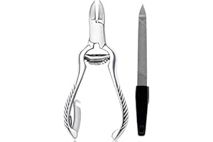 ASM INSTRUMENTS ASM® Toe Nail Clippers for Thick Nails with Nail File - Heavy Duty Stainless Steel Toenail Clipper Set for Fingernail and Ingrown Toenail Treatment – Ideal Gifts for Women & Men