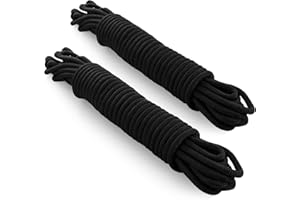 LOPYXBR 2 Packs 20M(64FT) Nylon Rope, Black Rope 10mm Thick, Traction Tying Powerful Ropes,Multi-functional Nylon Ropes Heavy Duty for Gardening Design, Camping Outdoor Garden(Total 40M, 10mm)