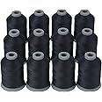Simthread All Purposes Sewing Thread, 12 Spools Size 40D/2 Polyester Thread for Sewing, Quilting & Sewing Machine - Handy Polyester Sewing Threads for Sewing Machine, Each Spool 765 Yards - Black