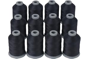 Simthread Filo da cucito multiuso, 12 bobine di filo in poliestere 40D/2, per cucire, trapuntare e macchina da cucire, pratico filo da cucito in poliestere per macchina da cucire (12, nero)