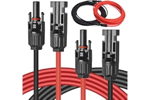 Elecoutek Solar Cable 4mm² 16.4FT Solar Panel Extension Cable with Solar Connectors IP67 Waterproof, 10AWG Solar Wire for Solar Panels, Photovoltaic, Solar Power Systems (5 M Red + 5 M Black)