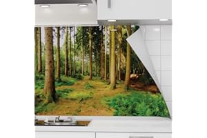 danario Rivestimento Paraschizzi Cucina Adesivo da Parete - Effetto Opaco - Spesso e Rigido - Ignifugo e Resistente all'Acqua - 0,37 mm - Foresta - Campione