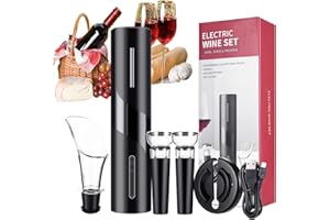 ZEYXINH Elektrischer Weinöffner-Set, 5-in-1, automatischer Weinflaschenöffner mit USB-Aufladung für Party, Bar, Zuhause, Küche, Restaurant, Weinflaschenöffner mit Folienschneider, Weinliebhaber, Geschenkset