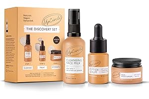 UpCircle Discovery Set – Cleansing Face Milk, Face Moisturiser and Peptide Serum Trio – Vitamin E, Niacinamide + Aloe Vera – Boosts Collagen, Hydrates + Soothes – Vegan + Cruelty-Free