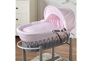 For Your Little One Moses Basket Bedding Set – Waffle & Dimple Designs with Hood, Quilt & Bumper | Soft & Breathable (Moses Basket Not Included!) (Dimple, Pink)