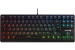 CHERRY G80-3000N RGB TKL, Tastiera gaming meccanica con filo senza tastierino numerico, Layout per la Germania (QWERTZ), Illuminazione RGB, Interruttori originali MX SILENT RED, Colore nero
