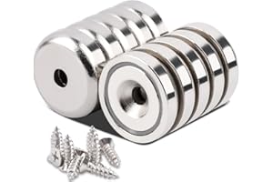 Aenienoe 10 Piezas Imanes Neodimio Potentes,30 kg Fuerza,con casquillo de acero y orificio avellanado, iman 25 mm,con tornillos