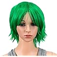 SWACC Unisex Fashion Spiky Layered Short Anime Cosplay Wig for Men and Women (St Patricks Green)