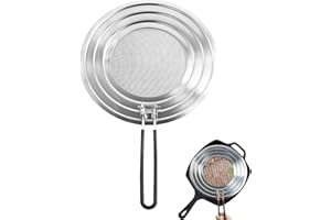 Chovbe Splatter Screen for Frying Pan 30CM/11.8 Inch - Stainless Steel Splatter Guard with Foldable Silicone Handle, Universal Fit 7.8-11.8 Inch Pans