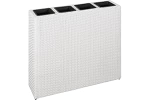 vidaXL Lit Surélevé de Jardin avec 4 Pots Résine Tressée Blanc Jardinière