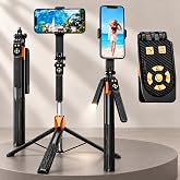 Coverzone 3 Eksen Anti Shake Bluetooth Selfie &Ccedil;ubuğu Tripod 170 cm, NP-L6S | LED Işıklı, Al&uuml;minyum G&ouml;vde, 10 m Uzaktan Kumand