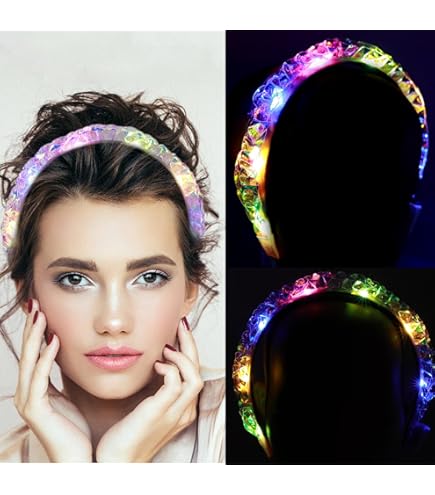 12 Stks Led Knipperende Bloem Hoofdbanden - Feest Cadeau Gemengde Kleuren Licht Op Gloeien Haarbanden Haarkrans Knipperende Slingers Halloween Kerst Bruiloft Neo