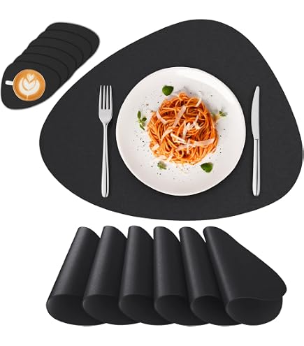 4 Sets De Table En Silicone Noir Résistant à 230°C - Antidérapants, Lavables, Pour Intérieur/Extérieur