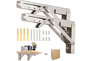 HOTSAN Klappkonsole Schwerlast 300 mm - Klappscharnier Packung mit 2 Edelstahl Klapphalterung Klappwinkel Platzsparendes Klappregal für Klapptisch Wandmontage, Regalhalterung, Belastbarkeit 80 kg