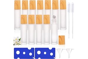 VEGENA Roll On Vide 10ml, 12 Pièces Flacon Huile Essentielle Vide, Roll On Huiles Essentielles avec Boules de Rouleau en Acier Inoxydable, Flacon Roll on en Verre Rechargeable pour Huile Essentielle Parfum
