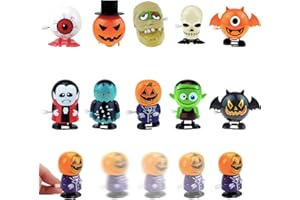 POPOYU 10Pack Wind Up Halloween Toy Funny Jumping Toys,Halloween Treats for Kids,Wind Up Small Toy for Kids Party Bag,Walking Clockwork Toys for Halloween Party Favors Stocking Stuffers Cracker Gift Fillers