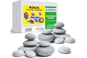 Imagine 3D Rock Painting Pebbles 1Kg (Approx 12-13 Stones) - Arts & Crafts Kit for Kids - Stones for Painting - Children's Craft Pebble Set