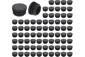 QUARKZMAN 76 Piezas de Tapón de Plástico Redondo, Tapones de Extremo de Tubo Negro, Inserción de Tubo de Pata de Mueble de 22 mm (0.87"), Protección Deslizante para Silla, Estante