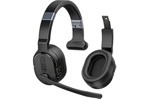 COSMUSIS Bluetooth Headset mit Mikrofon, 50 Std. Akkulaufzeit Wireless Headset Kabellos, Bluetooth Kopfhörer mit Mikrofon und abnehmbare Ohrkissen, Noise Cancelling Kopfhörer mit Stummschalt-Taste