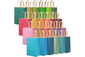Gcardist Förpackning med 24 presentpåsar i kraftpapper med handtag - Färgglada kraftpåsar - 24 enfärgade (27,3 x 21 x 10,5 cm