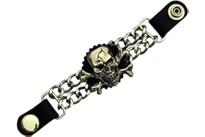 Gallanto Large Skull Chain Leather Waistcoat Vest Extender