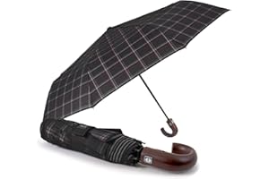 PERLETTI Ombrello Pieghevole Antivento Uomo - Ombrellino Compatto Resistente Ultra Leggero Adulto - Ombrello Apertura e Chiusura Automatica da Viaggio - Diametro 104 cm