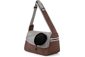 FLOVIPPET Tragetuch für Hunde Katzen, Hundetasche für Kleine Hunde 5kg, Freihändig Atmungsaktiv Hundetragetasche, Weiche Tasche Geeignet für Outdoor-Reisen (Braun)