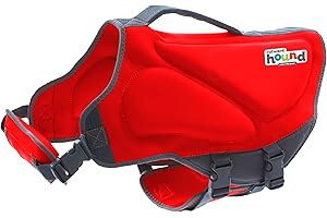 Outward Hound Schwimmweste für Hunde Dawson, Hochleistungs-Neopren-Schwimmweste für Hunde zum Schwimmen, Bootfahren und für die Sicherheit im Wasser, Größe S, rot