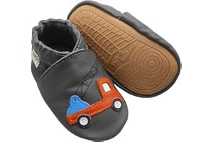 mepiq Krabbelschuhe Baby Lauflernschuhe mit Gummisohle Lederpuschen für Jungen Mädchen Babyhausschuhe non slip baby shoes