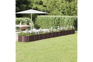 WIFESE Jardinière de Jardin Acier Enduit de Poudre 512x80x36 cm Marron Jardiniere Exterieur Grande Taille Jardiniere Balcon Jardiniere sur Pieds Carré Potager Rectangulaire Potager Balcon