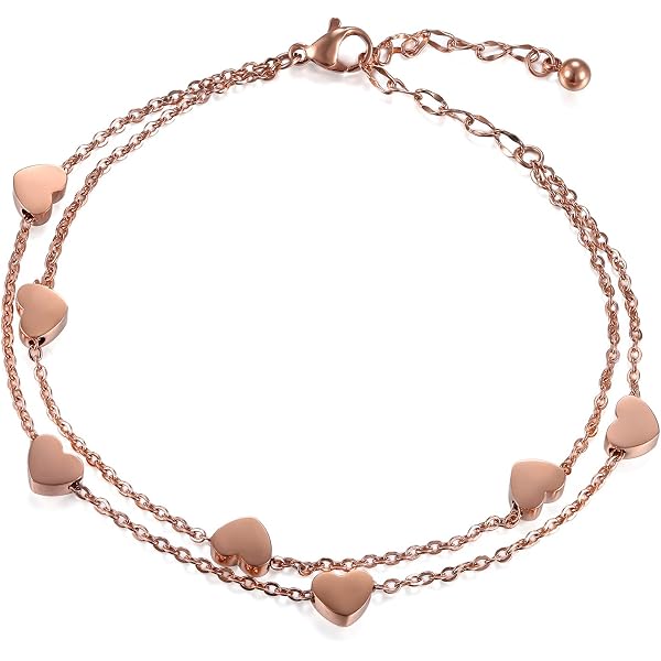 Cupimatch Bracciale Multistrato In Acciaio Inossidabile Con Farfalla - Oro Rosa, Regolabile 16+5 Cm, Leggero, Regalo Per Anniversario