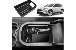 Coleya Boîte de Rangement pour Accoudoir Compatible avec Toyota RAV4 2019-2024, RAV4 Organisateur de Console Centrale, Plateau Rangement d'accoudoir avec Tapis Antidérapants (Blanc)