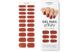 MOYOU LONDON Autocollants auto-adhésifs pour ongles en Gel Semi-durci, lampe UV/LED requise, 20 enveloppes de vernis à ongles en Gel, autocollants pour Nail Art - Cinnamon Bun