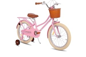 STITCH MANCHI 12 & 14 & 16 & 18 Pouces Vélo Enfant avec Panier & Roues stabilisatrices pour Filles & garçons de 2-9 Ans (Vert & Rose)