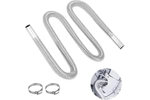 Leeelyan 200 cm Abgasschlauch für Stromerzeuger,2.5cm Auto Heizung Edelstahl Abgasrohr,Edelstahl Auspuff Schalldämpfer, Abgasrohr Abgasschlauch, mit Zwei Edelstahlklammern für Diesel Heizung