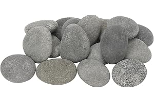 STOEPEOCO 18 Stück Flache Steine zum Bemalen,3-5cm Glatte Kieselsteine zum Bemalen,Flache Kieselsteine zum Basteln,handverlesene Naturstein Aquarium Deko-Steine