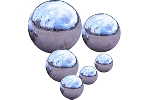 Folytiy 6pcs Stainless Steel Gazing Ball 51-150mm mix Size Decorative Garden Mirror Balls Reflective Gazing Globe for Home Garden Ornament Decorations