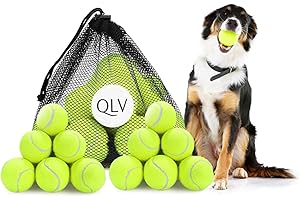 QLV Tennis Balls Dog Toys (24 Pack) | Dog Balls for Ball Launcher & Training | Mesh Bag Included | Use for Swing Ball, Padel, Tennis