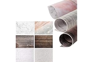 HENGMING Selens 2 en 1 Telón de Fondo de Papel 56x88cm 3 Pcs Mármol Pared Ladrillos Cemento Madera Marrón Textura de Cara Doble para Fotografía Estudio Fotográfico Flat Lay Comida Producto Pequeño Cosmético