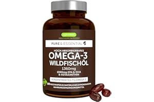 ‎IGENNUS HEALTHCARE NUTRITION Igennus Hochwertigstes Omega-3 Wildfischöl & Astaxanthin, 180 Weichkapseln, Triglyceridform rTG, 1360mg, EPA 670 mg & DHA 330mg Omega-3 Fettsäuren, ultra rein; frei von Umweltgiften, Zitronengeschmack