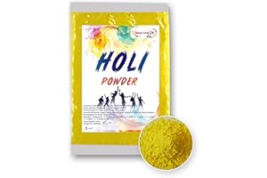 INDIAN STORE 24 Holi Gulal Pulver wasserlöslich Natural Festival Fotoshooting Rangoli Colors Regenbogen Powder holy farbbeutel Glitzer Farbpulver Fotos (Yellow)