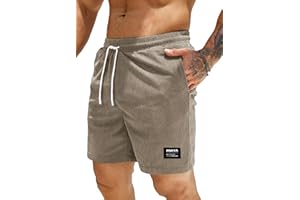HMIYA Corduroy Shorts Herren Kurze Hosen Sommer Bermuda Freizeitshorts Baumwolle Elastische Taille mit Taschen