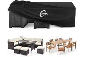 Kipiea Pokrowce na Meble Ogrodowe, Wodoszczelny, Prostokątne Zewnątrz Okrowiec Ochronny na Stół na Krzesło Wiatroszczelny, 420D pokrowce na stół ogrodowy Anti-UV, bez łez- 200x160x71cm