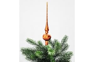 ‎THÜRINGER GLASDESIGN Jack Christbaumspitze Thüringer Glas 28cm Spitze Mundgeblasen Eislack Glanz Matt, Farbe:Braun Eislack