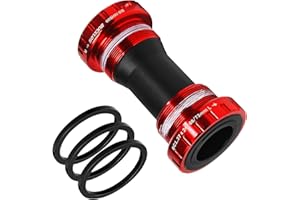 AEYINO Threaded Bottom Bracket English BSA 68-73mm Steel Bearings Bike BB Bottom Bracket for 24mm Hollowtech Crankset for mountain bike/MTB (Black/Red)