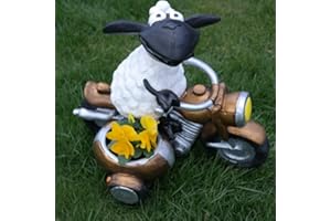 TESTEL FDSt Schaf,Molly auf Motorrad,zum Bepflanzen,Tierfigur,Deko,Garten,Terrasse
