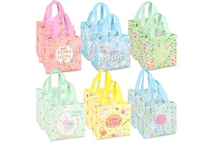 PARSUP 12 x Ostereiersuche-Taschen mit Griffen, Häschen Karotten Küken Ei Taschen, Oster Leckerei Taschen, multifunktionale Non-Woven Ostertaschen zum Verpacken von Geschenken, Eiersuche, Partyzubehör