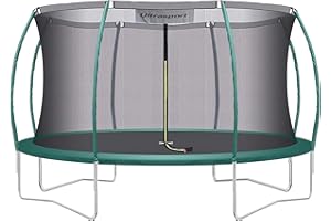 ‎ULTRASPORT Ultrasport Deluxe Trampolin Outdoor Kinder Ø 244/305 / 366/460 cm bis 150 KG I Komplettset mit Sicherheitsnetz, Leiter, Randabdeckung & Montagesatz I Bodentrampolin Gartentrampolin