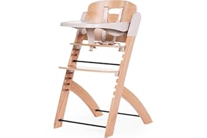 CHILDHOME, Evolutive krzesełko dla niemowląt: od 6 miesięcy do 85 kg, tablet w zestawie, drewno bukowe, kołyska, uprząż bezpieczeństwa 5 punktów, niewidoczne śruby, Evosit naturalny beżowy